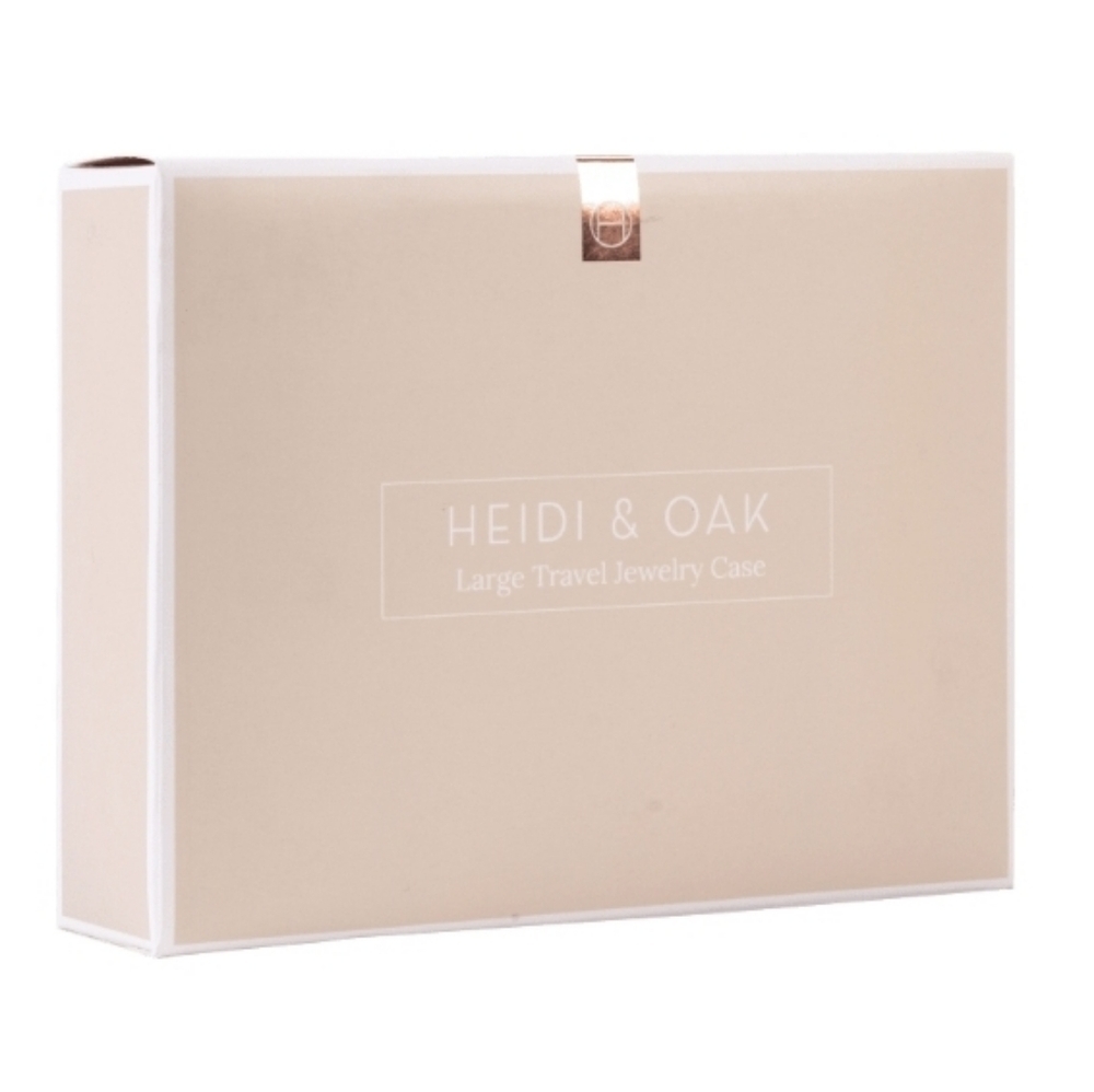 HEIDI & OAK LARGE PINK LEATHER JEWELRY ORGANIZER WITH MIRROR AND POUCH - Picture 5 of 7